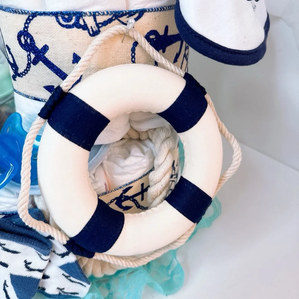 Ship Diaper Cake, Nautical Baby Shower